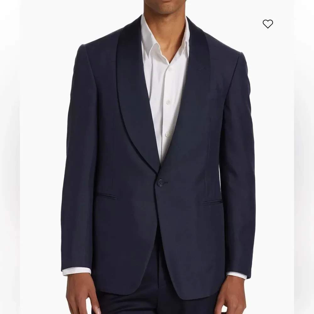 Ralph Lauren Purple Label Kent Single-Breased Shawl Collar Silk Blazer